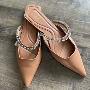 Zara flats with diamond band